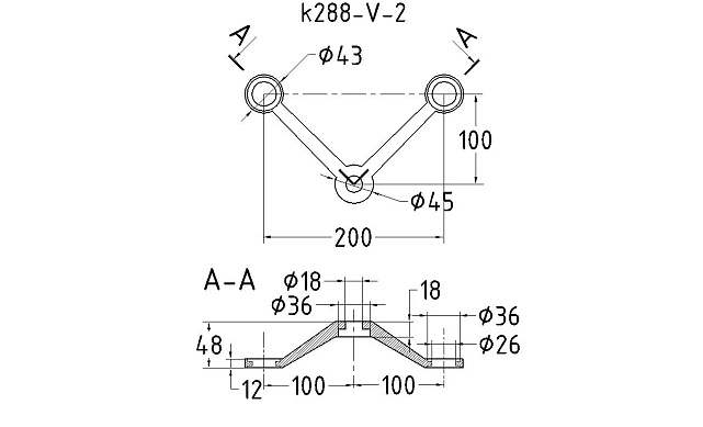 Cпайдер, литой,полированный V-200мм, AISI 304, 2х26х38, 1х18х36/40мм, нагрузки: 1кН, 2кН k288-V-2 2 Cпайдер, литой,полированный V-200мм, AISI 304, 2х26х38, 1х18х36/40мм, нагрузки: 1кН, 2кН k288-V-2 2