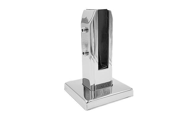 Стеклодержатель напольный 50х50х160 мм, литой, плоский, без сверления, нержавеющая сталь AISI 304, полированная k275-3