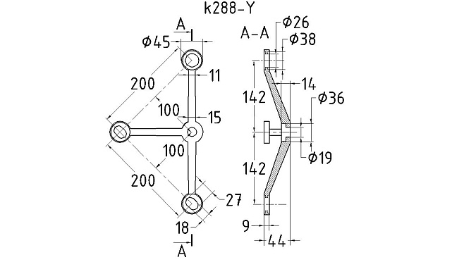 Спайдер-200мм Y-образный 3х26х38, 1х18х36/40мм, нагрузки: 1кН, 2кН (AISI 304) k288-Y 2 Спайдер-200мм Y-образный 3х26х38, 1х18х36/40мм, нагрузки: 1кН, 2кН (AISI 304) k288-Y 2