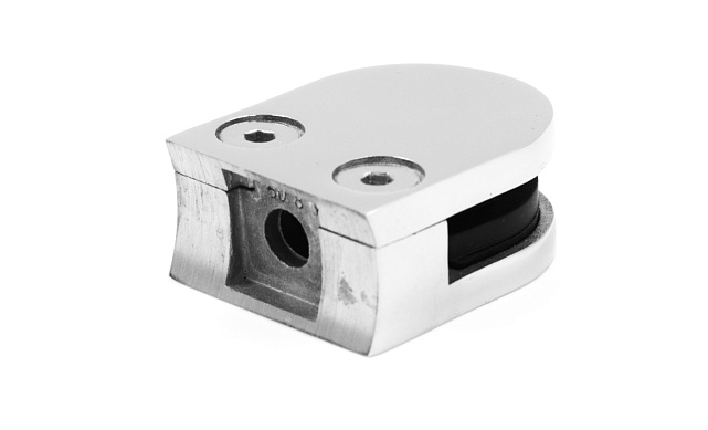 Стеклодержатель литой с вставками под стекло 8-10 мм, закругленный под Ø50.8 мм, 40х22х50, полированный, (AISI 304) k001-8 Стеклодержатель литой с вставками под стекло 8-10 мм, закругленный под Ø50.8 мм, 40х22х50, полированный, (AISI 304) k001-8