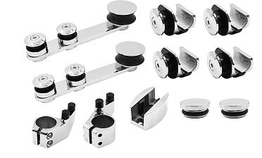 Комплект раздвижной системы для стеклянных дверей, AISI 304, полированный t405 купить в Челябинске