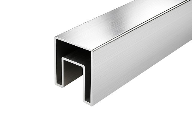 Труба 40х40 мм с пазом 24 х 24 под стекло, AISI 304 шлифованная k856-2