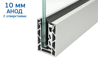 Комплект профиля зажимного для стекла 10мм и 5+5, с отверстиями, АНОД. алюминий 100х60мм, т100-1-10 купить в Челябинске Комплект профиля зажимного для стекла 10мм и 5+5, с отверстиями, АНОД. алюминий 100х60мм, т100-1-10 купить в Челябинске