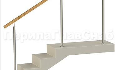 Нержавеющие ограждения без ригелей с квадратным деревянным поручнем купить в Челябинске