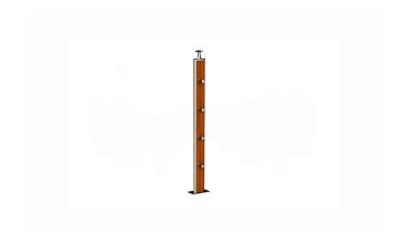 Дизайнерская плоская комбинированная стойка в сборе из шлифованной нержавеющей стали и древесины дуба с четырьмя ригеледержателями k742-2 купить в Челябинске