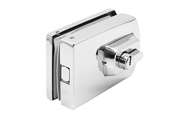 Замок для стеклянной двери вертикальный с ответной частью на стену и пол, полированный, вырез 15 t135 PSS Замок для стеклянной двери вертикальный с ответной частью на стену и пол, полированный, вырез 15 t135 PSS