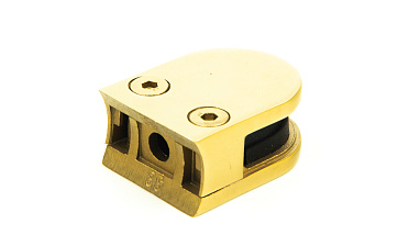 Стеклодержатель литой с вставками под стекло 8 мм (4+4 мм), закругленный под Ø38.1 мм, 40х22х50, золотой k001-88 купить в Челябинске Стеклодержатель литой с вставками под стекло 8 мм (4+4 мм), закругленный под Ø38.1 мм, 40х22х50, золотой k001-88 купить в Челябинске