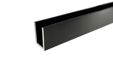 П-образный профиль 19x13, L=2500, под стекло 8 мм, алюминий анодированный в черный глянцевый t756-2500 AND BL купить в Челябинске П-образный профиль 19x13, L=2500, под стекло 8 мм, алюминий анодированный в черный глянцевый t756-2500 AND BL купить в Челябинске