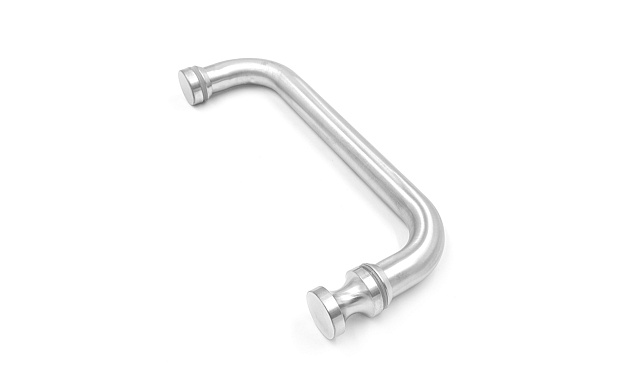 Дверная ручка с кнобом для стекла 8-10 мм, 19х201 мм, отверстие 12 мм, шлифованная t623-200 SSS