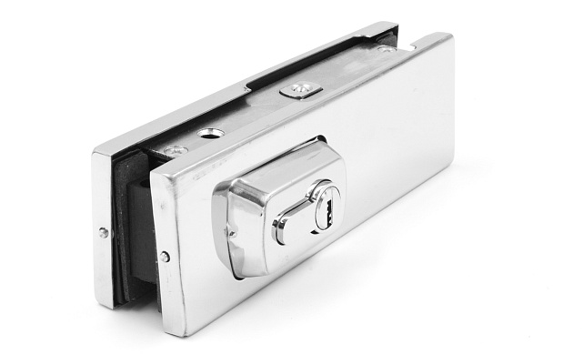 Замок для стеклянной двери угловой с круглым ригелем комплект, шлифованный t150 SSS 2 Замок для стеклянной двери угловой с круглым ригелем комплект, шлифованный t150 SSS 2