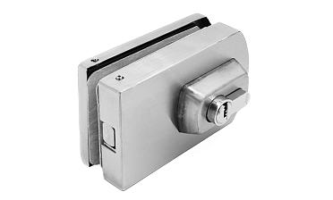 Замок для стеклянной двери вертикальный с ответной частью на стену и пол, шлифованный, вырез 15 t135 SSS купить в Челябинске