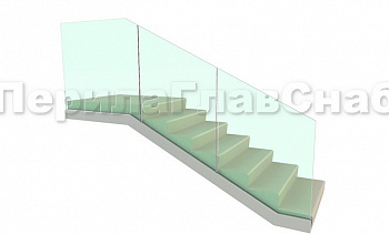 Цельностеклянное ограждение на зажимном алюминиевом профиле для крыльца в Челябинске. Готовые проекты ПерилаГлавСнаб Цельностеклянное ограждение на зажимном алюминиевом профиле для крыльца в Челябинске. Готовые проекты ПерилаГлавСнаб
