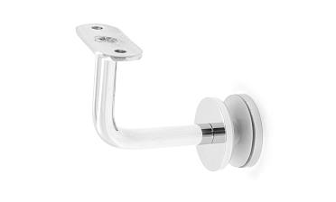 Держатель поручня на стекло 10-17 мм, с ложементом на плоскость, вынос 60х70 мм, Ø43х5 мм, нержавеющая сталь AISI 304, полированная k008-4 купить в Челябинске Держатель поручня на стекло 10-17 мм, с ложементом на плоскость, вынос 60х70 мм, Ø43х5 мм, нержавеющая сталь AISI 304, полированная k008-4 купить в Челябинске