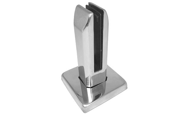 Стеклодержатель напольный, плоский 45х50х160 мм, для стекла 10 - 12 мм, полированный, без сверления стекла AISI 304 k282 Стеклодержатель напольный, плоский 45х50х160 мм, для стекла 10 - 12 мм, полированный, без сверления стекла AISI 304 k282