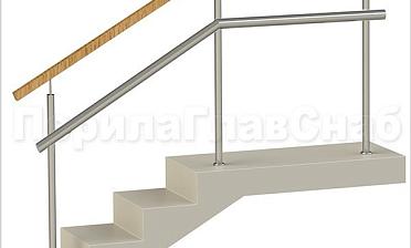 Ограждения с квадратным деревянным поручнем и дополнительным поручнем без ригелей купить в Челябинске