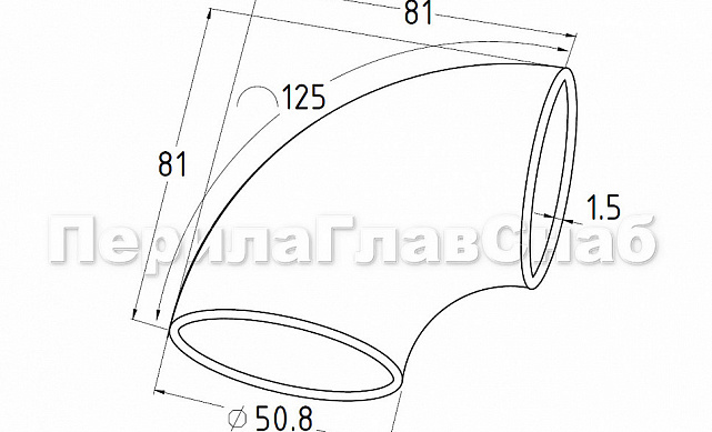 Отвод поручня под сварку под Ø50.8 мм, 400 Grit, (AISI 201) k021-8 2 Отвод поручня под сварку под Ø50.8 мм, 400 Grit, (AISI 201) k021-8 2
