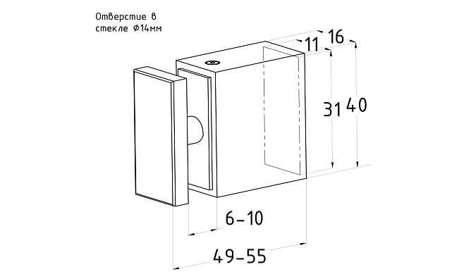 Соединитель труба-стекло, для прямоугольного трека, полированный t462 PSS 2 Соединитель труба-стекло, для прямоугольного трека, полированный t462 PSS 2