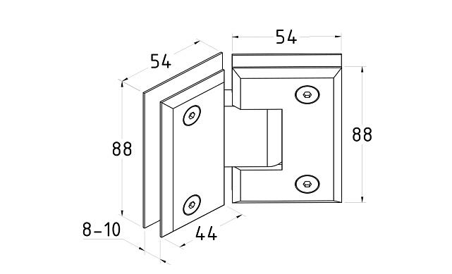 Петля для душевой стекло-стекло 90х55 мм, 135°, цинк, черный t302 BZn 2 Петля для душевой стекло-стекло 90х55 мм, 135°, цинк, черный t302 BZn 2