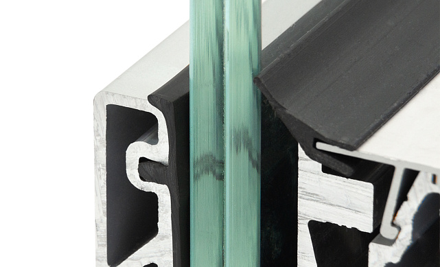 Комплект профиля зажимного для стекла 12мм и 6+6,с отверстиями, АНОД. алюминий 100х60мм, т100-1-12 6