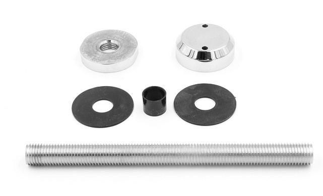 Комплект торцевого крепления несущего стекла, шпилька AISI316, гайка-шайба Ø50х10х18 мм с внутренней резьбой М16, полированный k277-2 4 Комплект торцевого крепления несущего стекла, шпилька AISI316, гайка-шайба Ø50х10х18 мм с внутренней резьбой М16, полированный k277-2 4