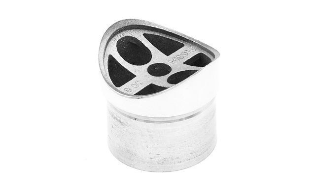 Наконечник седловина прямая 90° на стойку Ø38.1 мм, под поручень Ø50.8 мм, литая, полированная, AISI 304, k044-1 3 Наконечник седловина прямая 90° на стойку Ø38.1 мм, под поручень Ø50.8 мм, литая, полированная, AISI 304, k044-1 3