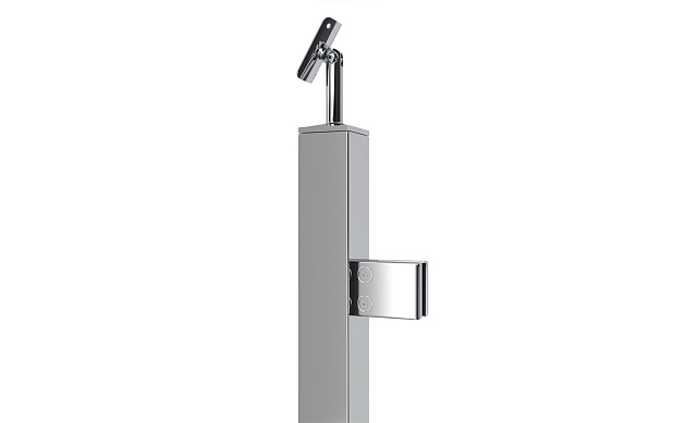 Стойка квадратная 40х40: 2 литых квадратных стеклодержателя, полированная, высота 950 мм (AISI 304) k747-R 4 Стойка квадратная 40х40: 2 литых квадратных стеклодержателя, полированная, высота 950 мм (AISI 304) k747-R 4