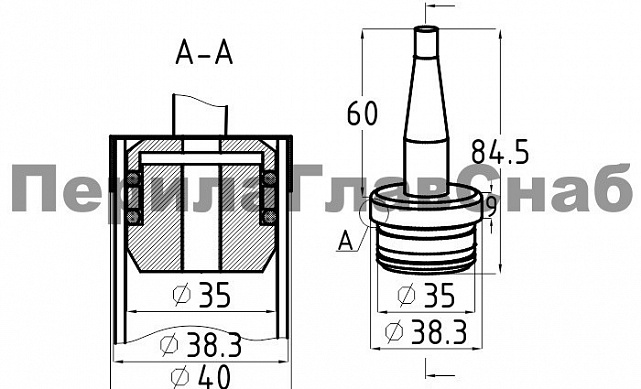 Наконечник палец (солдатик) с системой фиксации из алюминия в стойке Ø38.1 мм, полированный, нержавеющий (AISI 304) k041 2 Наконечник палец (солдатик) с системой фиксации из алюминия в стойке Ø38.1 мм, полированный, нержавеющий (AISI 304) k041 2