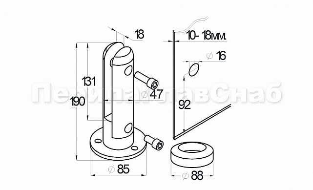 Стеклодержатель литой напольный, круглый Ø50х190 мм, полированный, под золото (AISI 304) Фk276-88 2 Стеклодержатель литой напольный, круглый Ø50х190 мм, полированный, под золото (AISI 304) Фk276-88 2