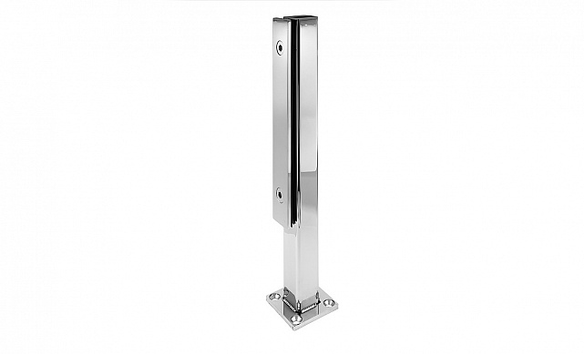 Стеклодержатель напольный 40х40х400 мм, для стекла 8-20 мм, полированный, AISI 304 k278 4 Стеклодержатель напольный 40х40х400 мм, для стекла 8-20 мм, полированный, AISI 304 k278 4