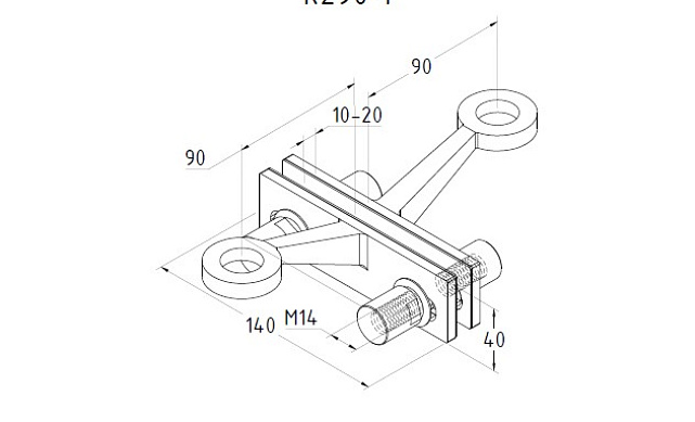 I-спайдер для установки на стеклянное ребро AISI 304 k290-I 2 I-спайдер для установки на стеклянное ребро AISI 304 k290-I 2