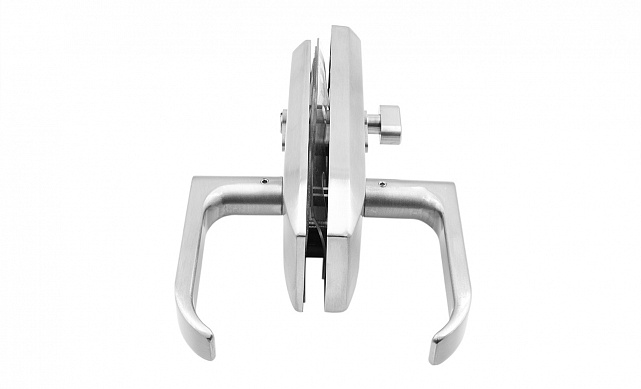 Замок для стеклянной двери с нажимной ручкой и притвором, евроцилиндр односторонний ключ/защелка, с ответной частью на стену, шлифованный t155-2 SSS  6 Замок для стеклянной двери с нажимной ручкой и притвором, евроцилиндр односторонний ключ/защелка, с ответной частью на стену, шлифованный t155-2 SSS  6