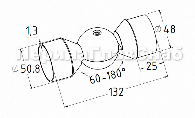 Поворот литой, регулируемый, "шар" с установочными кольцами, под Ø50.8 мм, (AISI 304) k558 2 Поворот литой, регулируемый, "шар" с установочными кольцами, под Ø50.8 мм, (AISI 304) k558 2
