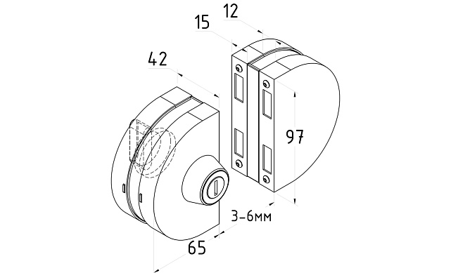 Замок для стеклянной двери с ответной частью на стекло, без вырезов в стекле шлифованный t109 SSS 3 Замок для стеклянной двери с ответной частью на стекло, без вырезов в стекле шлифованный t109 SSS 3