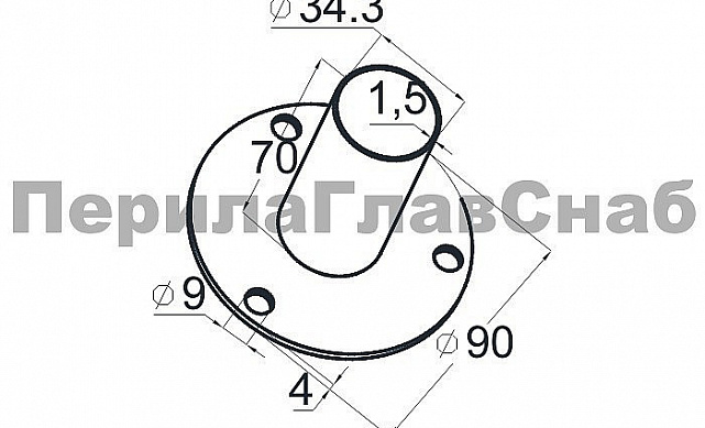 Треханкерная закладная для трубы Ø38.1х1.5 мм, на деревянную ступень ФЛАНЕЦ 3 мм (AISI 316) k232-3 2 Треханкерная закладная для трубы Ø38.1х1.5 мм, на деревянную ступень ФЛАНЕЦ 3 мм (AISI 316) k232-3 2