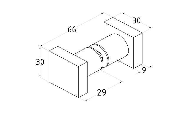 Ручка-кноб квадратная для стекла 6-12 мм, нержавеющая сталь AISI 304, полированная t669 PSS 3 Ручка-кноб квадратная для стекла 6-12 мм, нержавеющая сталь AISI 304, полированная t669 PSS 3