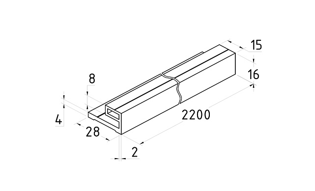 Профиль-упор для душевых, длина 2200 мм, хим полировка t116 AL 2 Профиль-упор для душевых, длина 2200 мм, хим полировка t116 AL 2