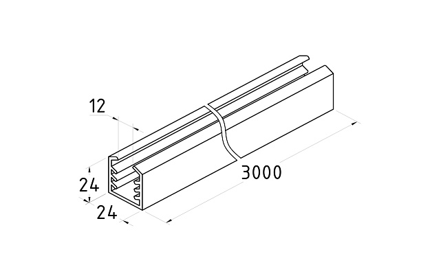 Уплотнитель в поручень с пазом 24х24 для стекла 12мм, EPDM (3-х метровый) СЕРЫЙ Фk301-G 3 Уплотнитель в поручень с пазом 24х24 для стекла 12мм, EPDM (3-х метровый) СЕРЫЙ Фk301-G 3