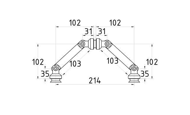 Крепление на три стекла 103 мм, под зенковку tt204-103 SSS 2 Крепление на три стекла 103 мм, под зенковку tt204-103 SSS 2