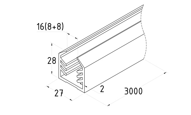 Уплотнитель в поручень с пазом 27х30 для стекла 8+8мм, EPDM (палки по 3м) СЕРЫЙ Фk307-G 3 Уплотнитель в поручень с пазом 27х30 для стекла 8+8мм, EPDM (палки по 3м) СЕРЫЙ Фk307-G 3