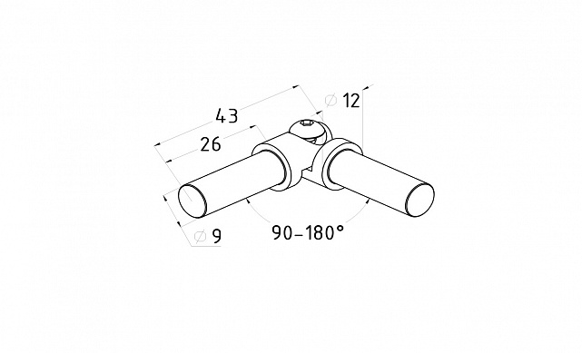 Поворот ригеля Ø12х1 мм, с двумя установочными штифтами (AISI 304) k357 2 Поворот ригеля Ø12х1 мм, с двумя установочными штифтами (AISI 304) k357 2