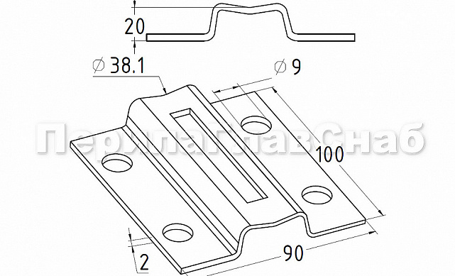 Боковой крепеж пластина под Ø38.1 мм, h=20 мм, t=3 мм, Prima k056-5 2 Боковой крепеж пластина под Ø38.1 мм, h=20 мм, t=3 мм, Prima k056-5 2