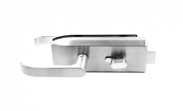 Замок для стеклянной двери с нажимной ручкой и притвором, евроцилиндр односторонний ключ/защелка, с ответной частью на стену, шлифованный t155-2 SSS  7 Замок для стеклянной двери с нажимной ручкой и притвором, евроцилиндр односторонний ключ/защелка, с ответной частью на стену, шлифованный t155-2 SSS  7