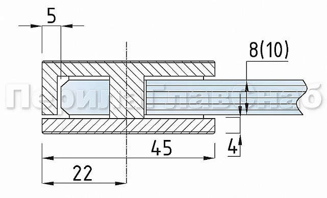 Коннектор для душевой кабины стена-стекло 45х45 мм латунь-хром, полированный t721 PC 2