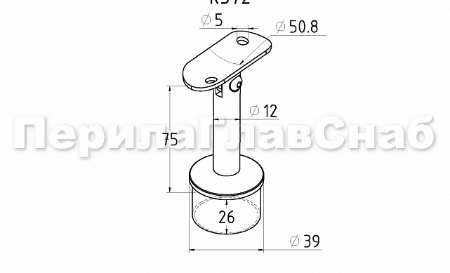 Наконечник палец на стойку Ø42.4х1.5 мм, с регулируемым ложементом под поручень Ø50.8 мм, литой, полированный, повышенной коррозионной стойкости, нержавеющий AISI 316 k372-2 2 Наконечник палец на стойку Ø42.4х1.5 мм, с регулируемым ложементом под поручень Ø50.8 мм, литой, полированный, повышенной коррозионной стойкости, нержавеющий AISI 316 k372-2 2