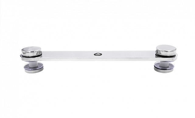 Стеклодержатель пластинчатый 3хМ8, по центрам 170х5 мм, полированный, шайбы 5 мм штамп., под стекло 6-12 мм, AISI 316 k023-8 3