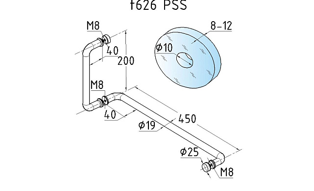 Дверная ручка-скоба полированная t626 PSS 2 Дверная ручка-скоба полированная t626 PSS 2
