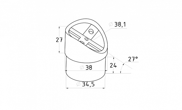 Наконечник седловина косая 30° на стойку Ø38.1 мм, под поручень Ø38.1 мм, литая, полированная, AISI 304, k045-2 3 Наконечник седловина косая 30° на стойку Ø38.1 мм, под поручень Ø38.1 мм, литая, полированная, AISI 304, k045-2 3