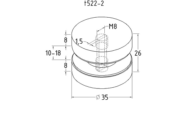 Коннектор для соединения стекол без вырезов (комплект 2 шпильки: 22мм и 28мм), под стекло 10-18 мм, шлиф t522-2 SSS 2 Коннектор для соединения стекол без вырезов (комплект 2 шпильки: 22мм и 28мм), под стекло 10-18 мм, шлиф t522-2 SSS 2