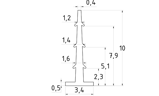 Уплотнитель прозрачный для П-образного алюминиевого профиля t756 (елочка) t755 2 Уплотнитель прозрачный для П-образного алюминиевого профиля t756 (елочка) t755 2