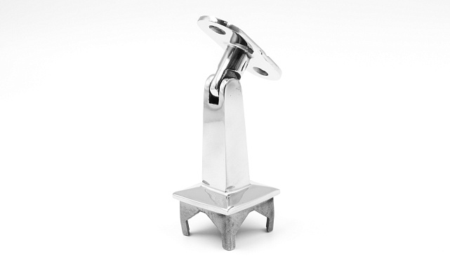 Наконечник на стойку из профильной трубы 40х40 мм, с регулируемым ложементом под плоскость, литой, полированный, нержавеющий AISI 304 k222-3 5 Наконечник на стойку из профильной трубы 40х40 мм, с регулируемым ложементом под плоскость, литой, полированный, нержавеющий AISI 304 k222-3 5